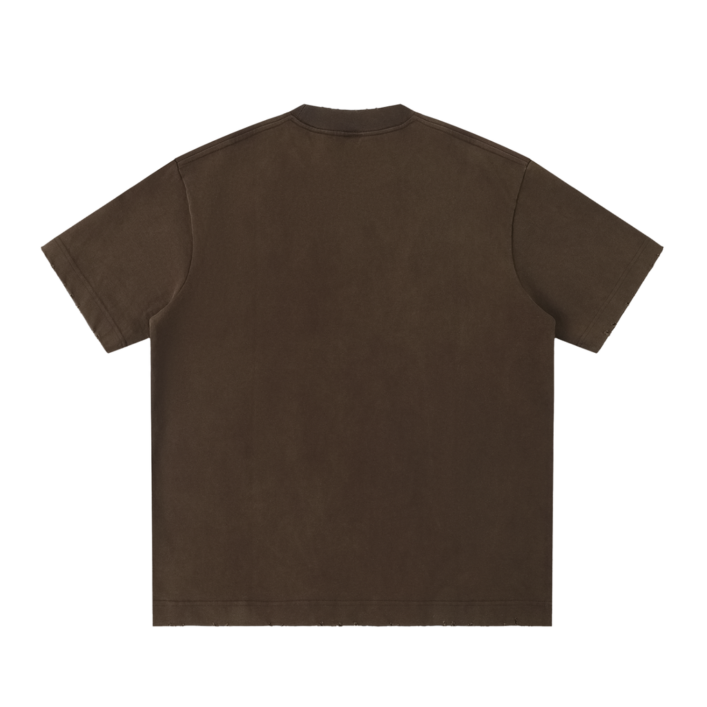 Straight Outta? Heavyweight Vintage Washed Frayed T-Shirt | 430gsm Oversized Fit | All Boroughs