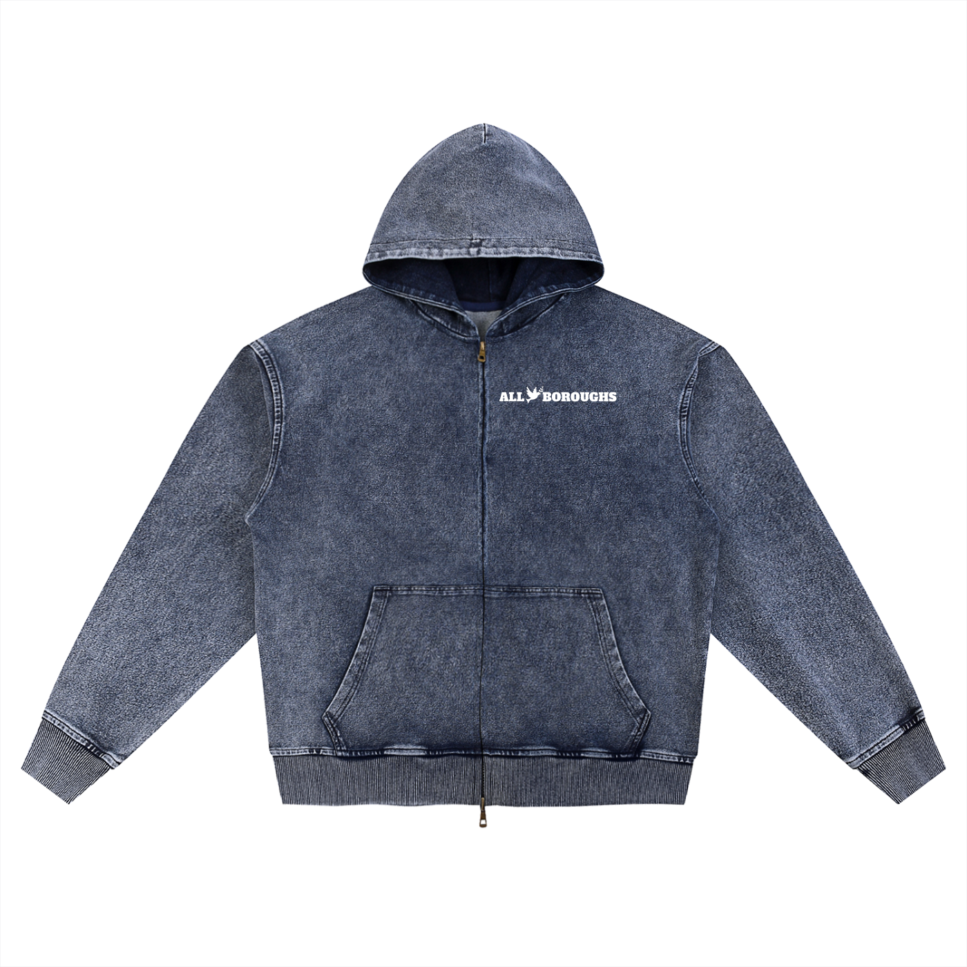 Snow Wash Oversized Zip-Up Hoodie - Premium Streetwear | AllBoroughs