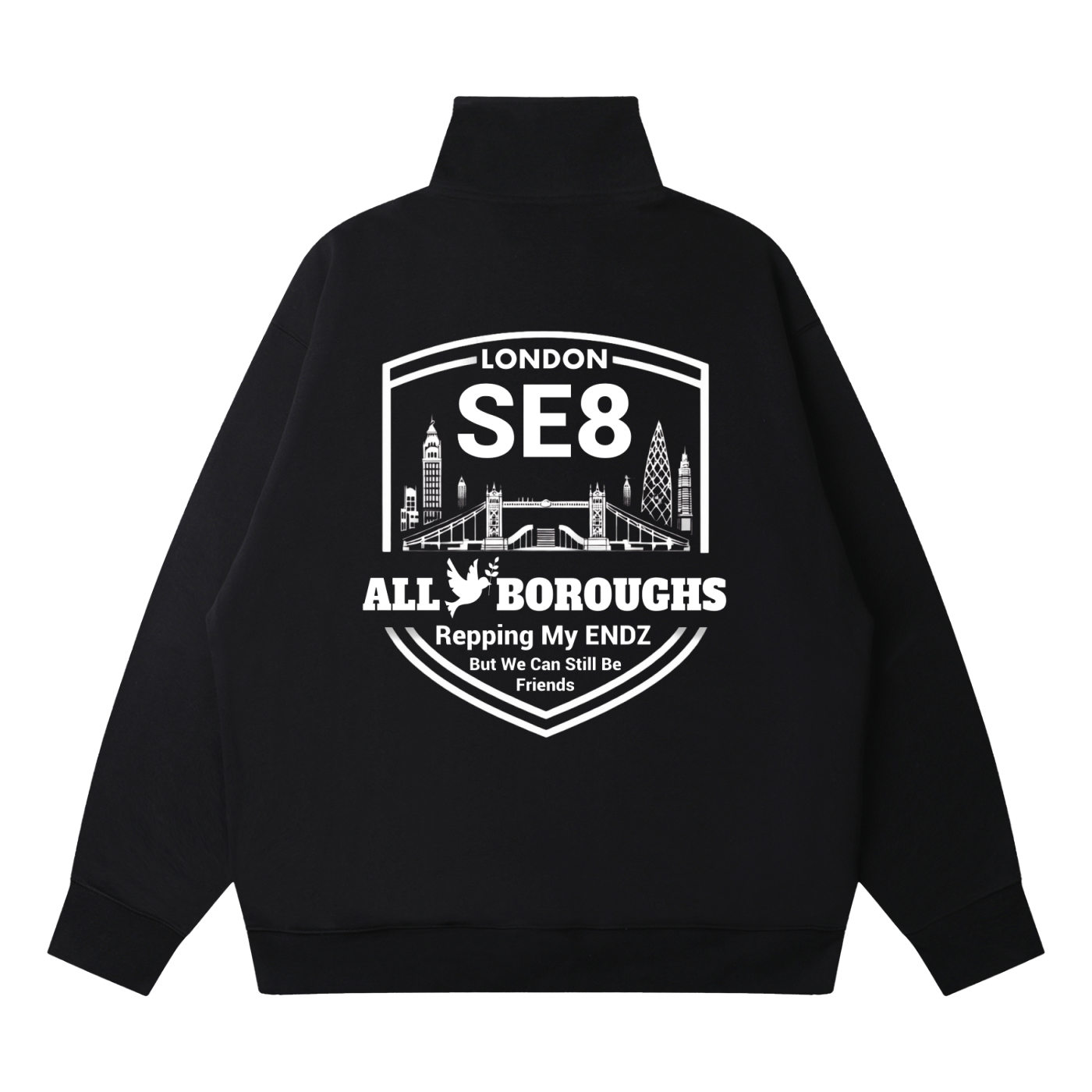 Quarter-Zip Drop Shoulder Sweatshirt - Premium Oversized Pullover | AllBoroughs