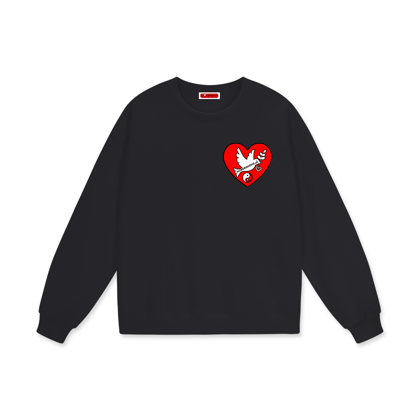Peaceful Hearts Heavyweight 460 GSM Oversized Drop Shoulder Sweatshirt | AllBoroughs