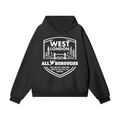 Heavyweight (460 GSM) Black & Grey Hidden Pocket Fleece Hoodie - Premium Streetwear | AllBoroughs | Front