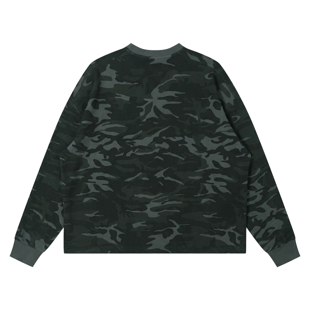 Waffle Boxy Long Sleeve T-Shirt | Unisex Oversized Streetwear – AllBoroughs