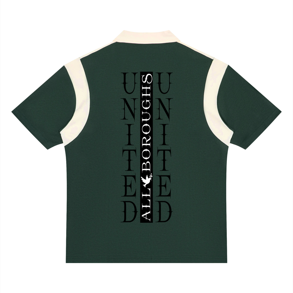 AllBoroughs United Unisex Patchwork Colour Block Quarter Zip Streetwear Polo Shirt