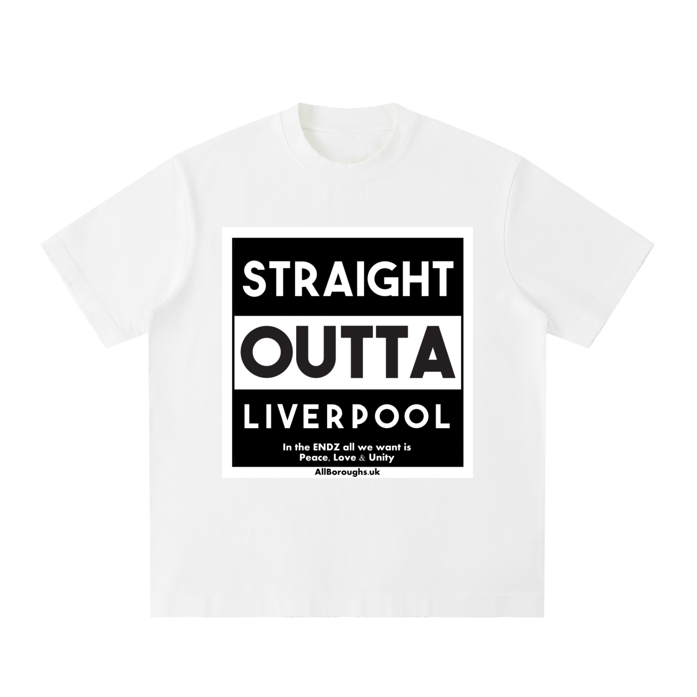 Straight Outta? Heavyweight Vintage Washed Frayed T-Shirt | 430gsm Oversized Fit | All Boroughs