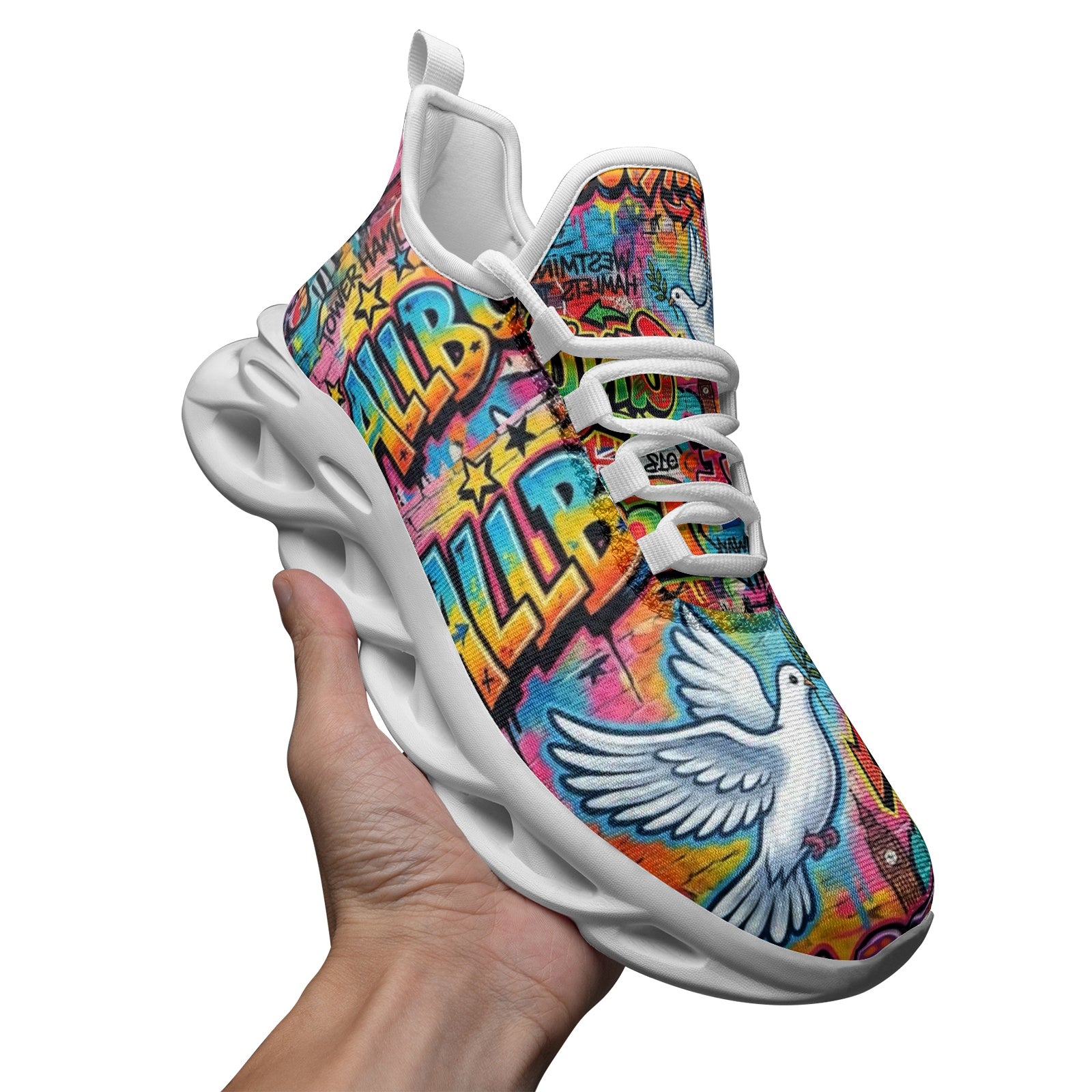 Peace Love & Unity Bounce Mesh Knit Sneakers – Unisex Streetwear