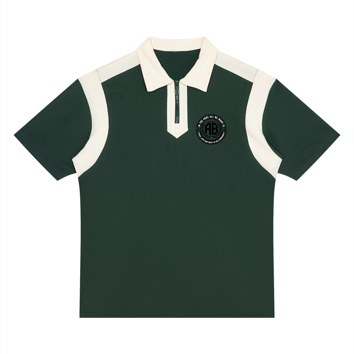 AllBoroughs United Unisex Patchwork Colour Block Quarter Zip Streetwear Polo Shirt