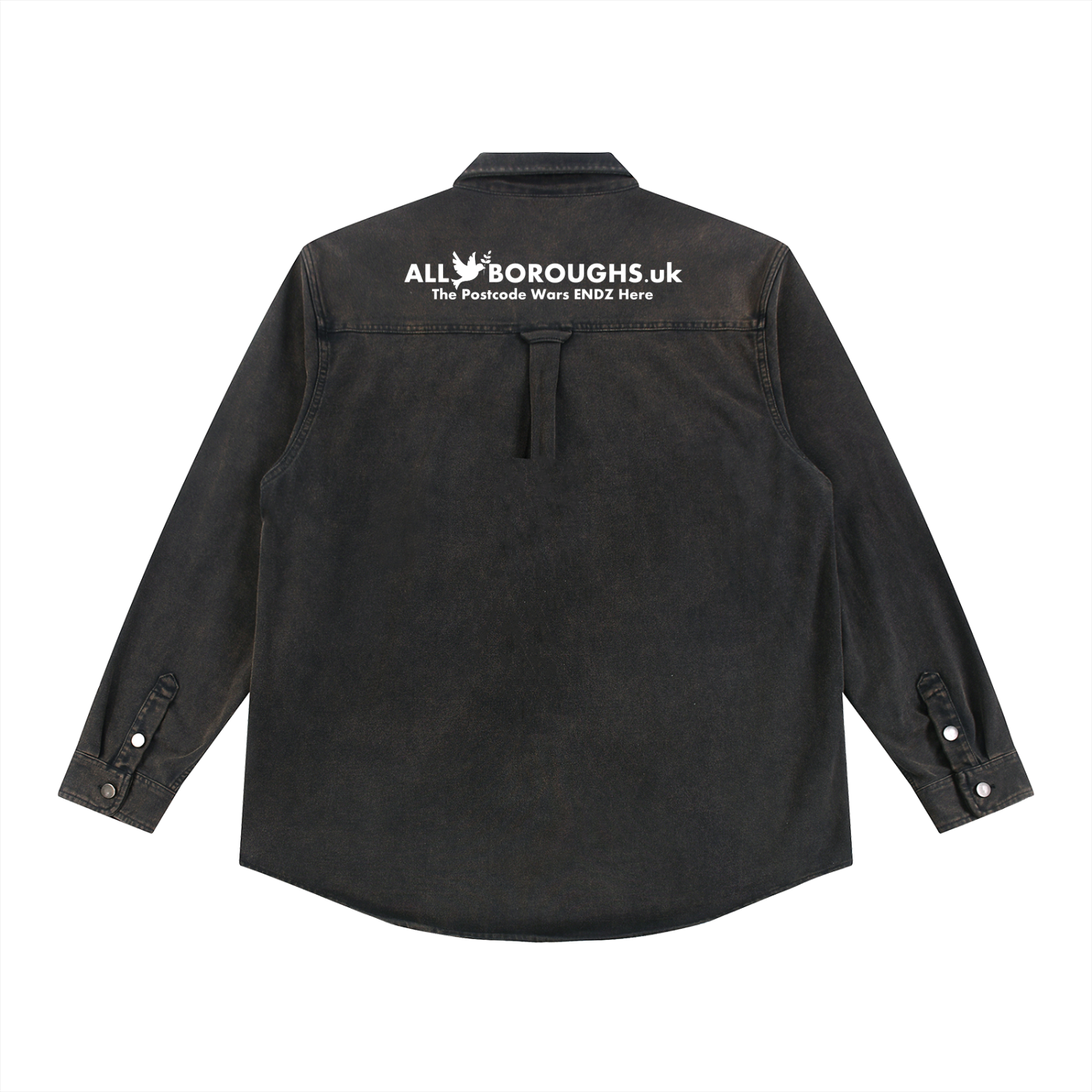 Black shirt with 'All Boroughs UK' logo on a white background