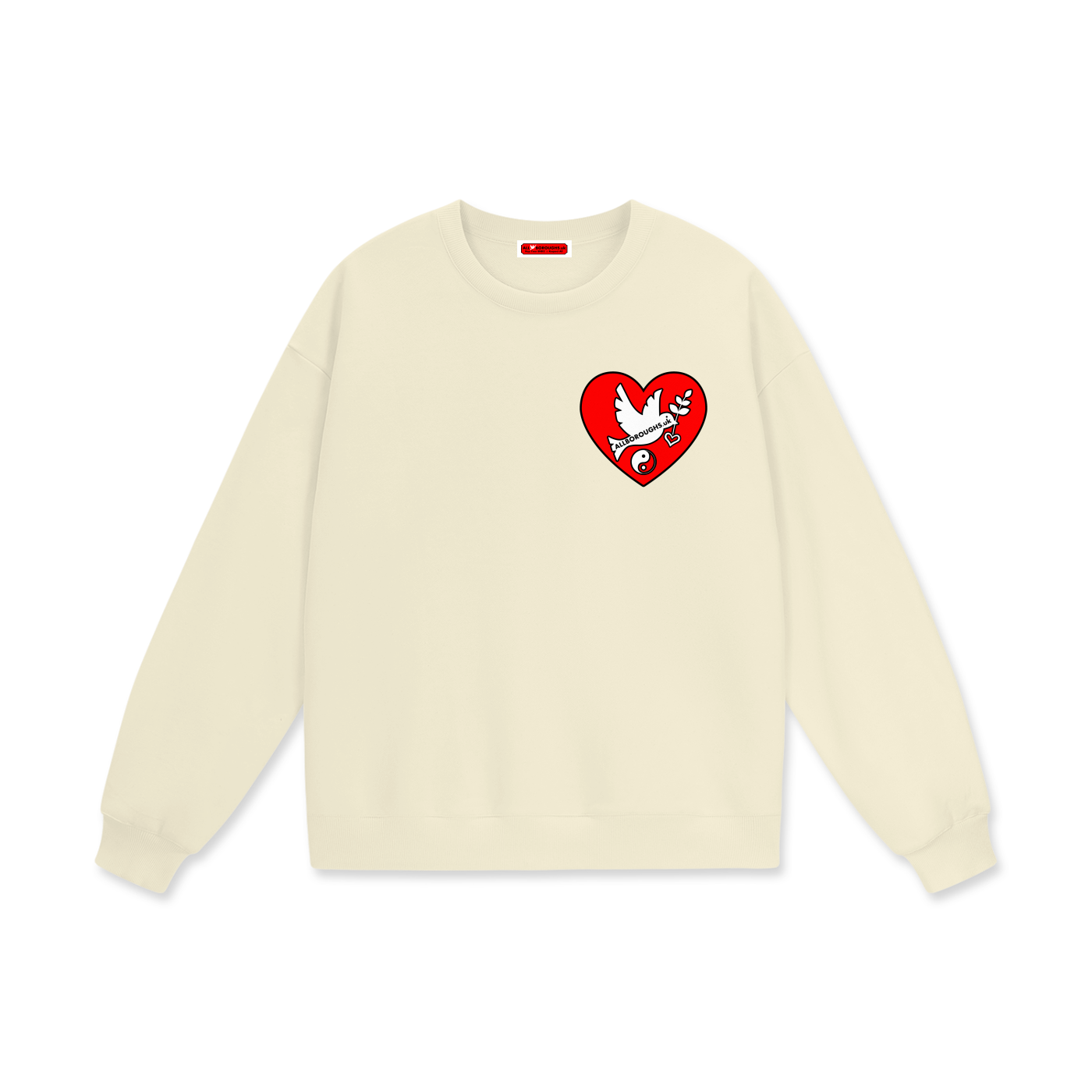 Peaceful Hearts Heavyweight 460 GSM Oversized Drop Shoulder Sweatshirt | AllBoroughs