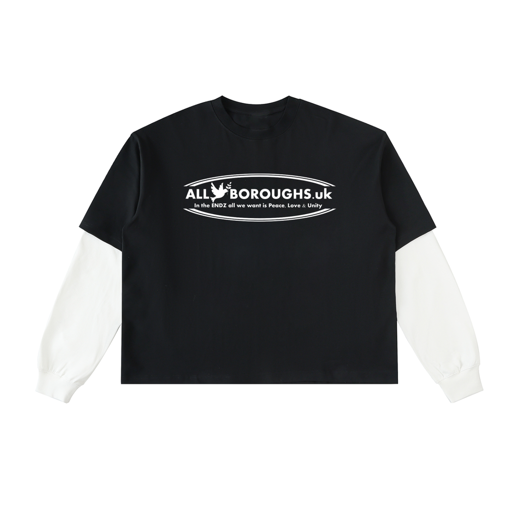 Layered Contrast Sleeve Cotton T-Shirt | Heavyweight Unisex Streetwear | AllBoroughs
