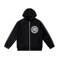 Black hoodie with an Allboroughs logo on the chest against a white background. Also known as All Boroughs.