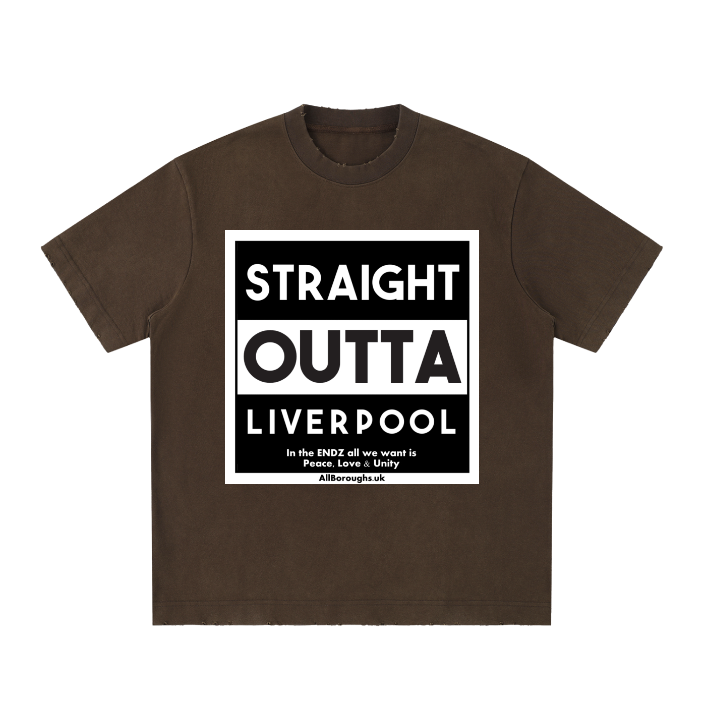 Straight Outta? Heavyweight Vintage Washed Frayed T-Shirt | 430gsm Oversized Fit | All Boroughs