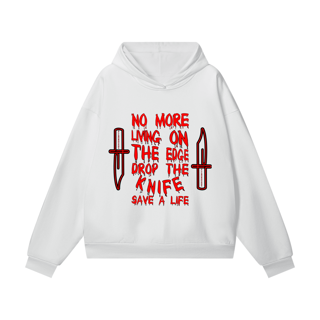 Drop The Knife Heavyweight (460 GSM) Hidden Pocket Fleece Hoodie - Streetwear | AllBoroughs