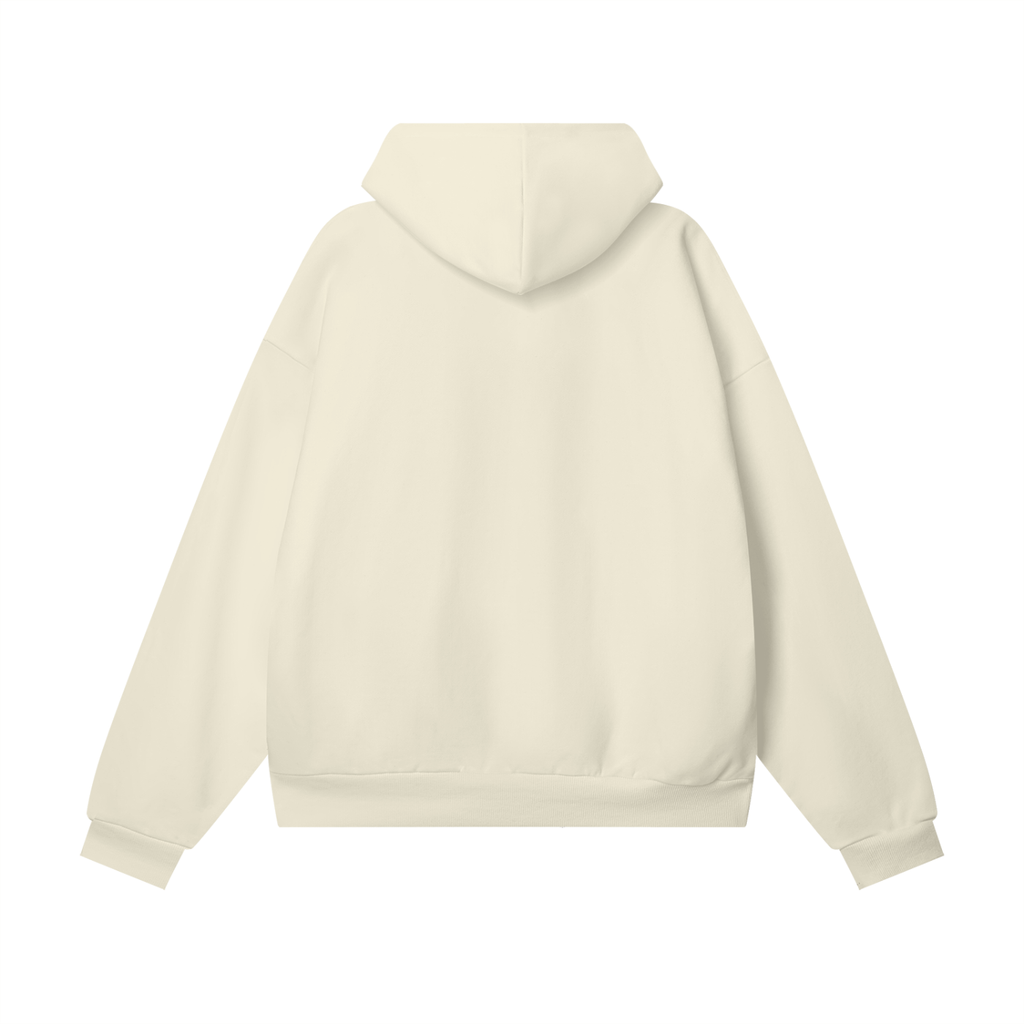 Heavyweight (460 GSM) Bone & White Hidden Pocket Fleece Hoodie - Premium Streetwear | AllBoroughs | Front