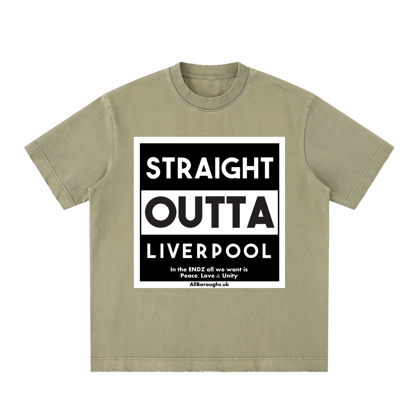 Straight Outta? Heavyweight Vintage Washed Frayed T-Shirt | 430gsm Oversized Fit | All Boroughs