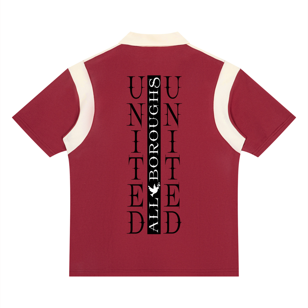 AllBoroughs United Unisex Patchwork Colour Block Quarter Zip Streetwear Polo Shirt