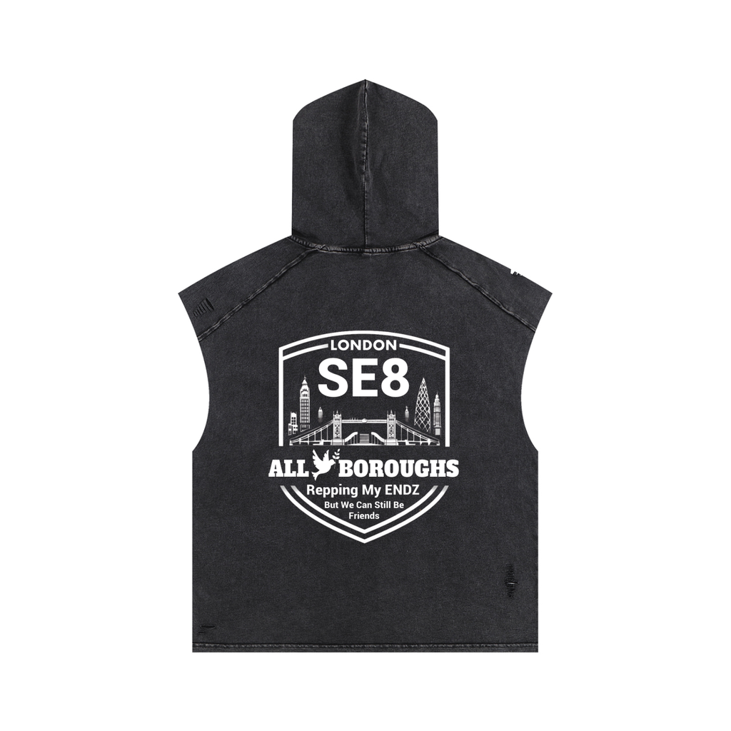 Snow Washed Boxy Hooded Tank Top - Premium Sleeveless Hoodie | AllBoroughs