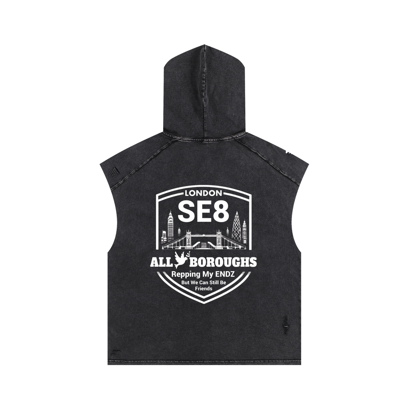 Snow Washed Boxy Hooded Tank Top - Premium Sleeveless Hoodie | AllBoroughs