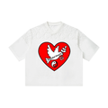 AllBoroughs Peaceful Hearts Graphic Tee — Lace Panel Drop Shoulder