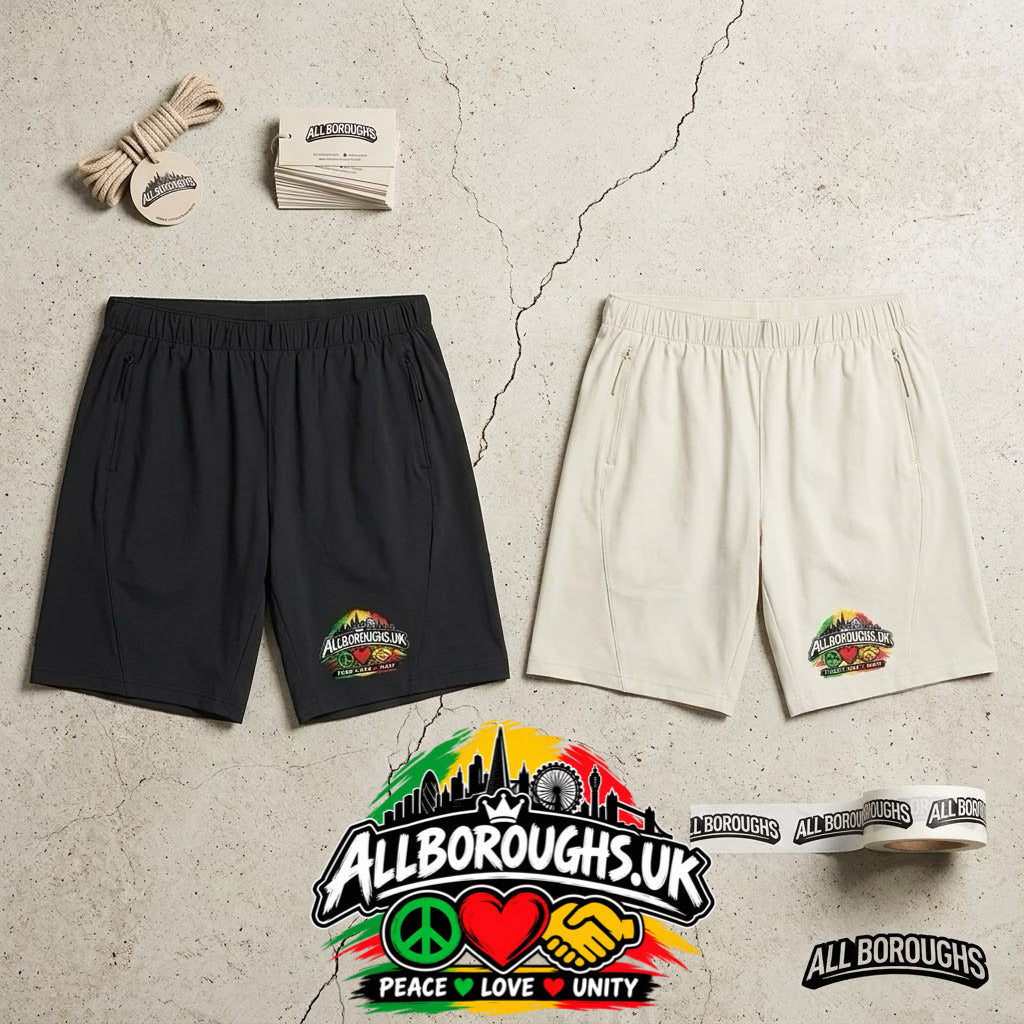 Colourful Allboroughs Athletic Shorts – Peace Love Unity Streetwear | Lightweight Performance Gym & Casual Shorts