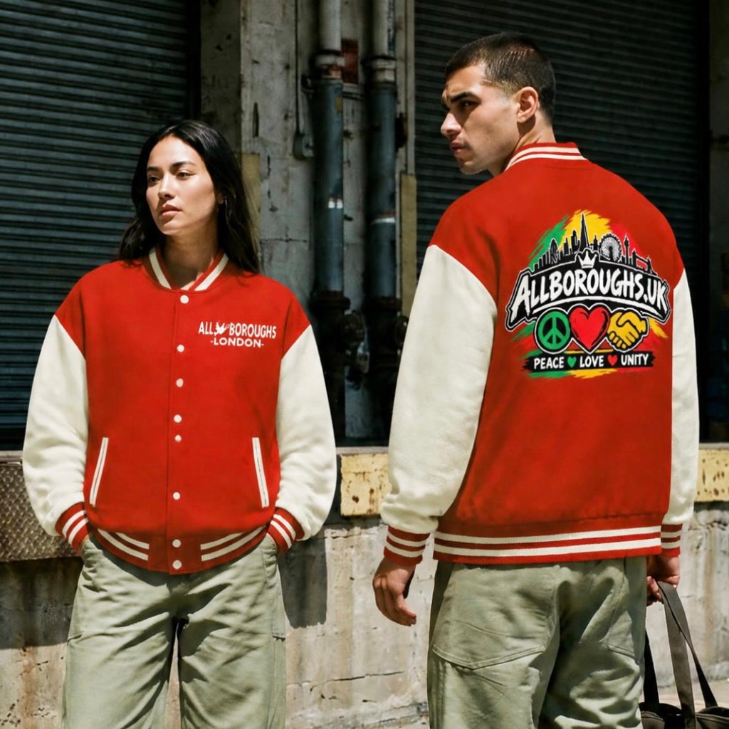 Colourful AllBoroughs Personalised Unisex Heavyweight Varsity Jacket – UK Streetwear