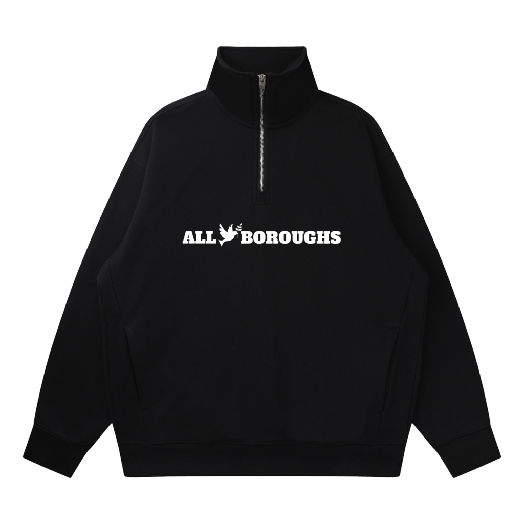 Quarter-Zip Drop Shoulder Sweatshirt - Premium Oversized Pullover | AllBoroughs
