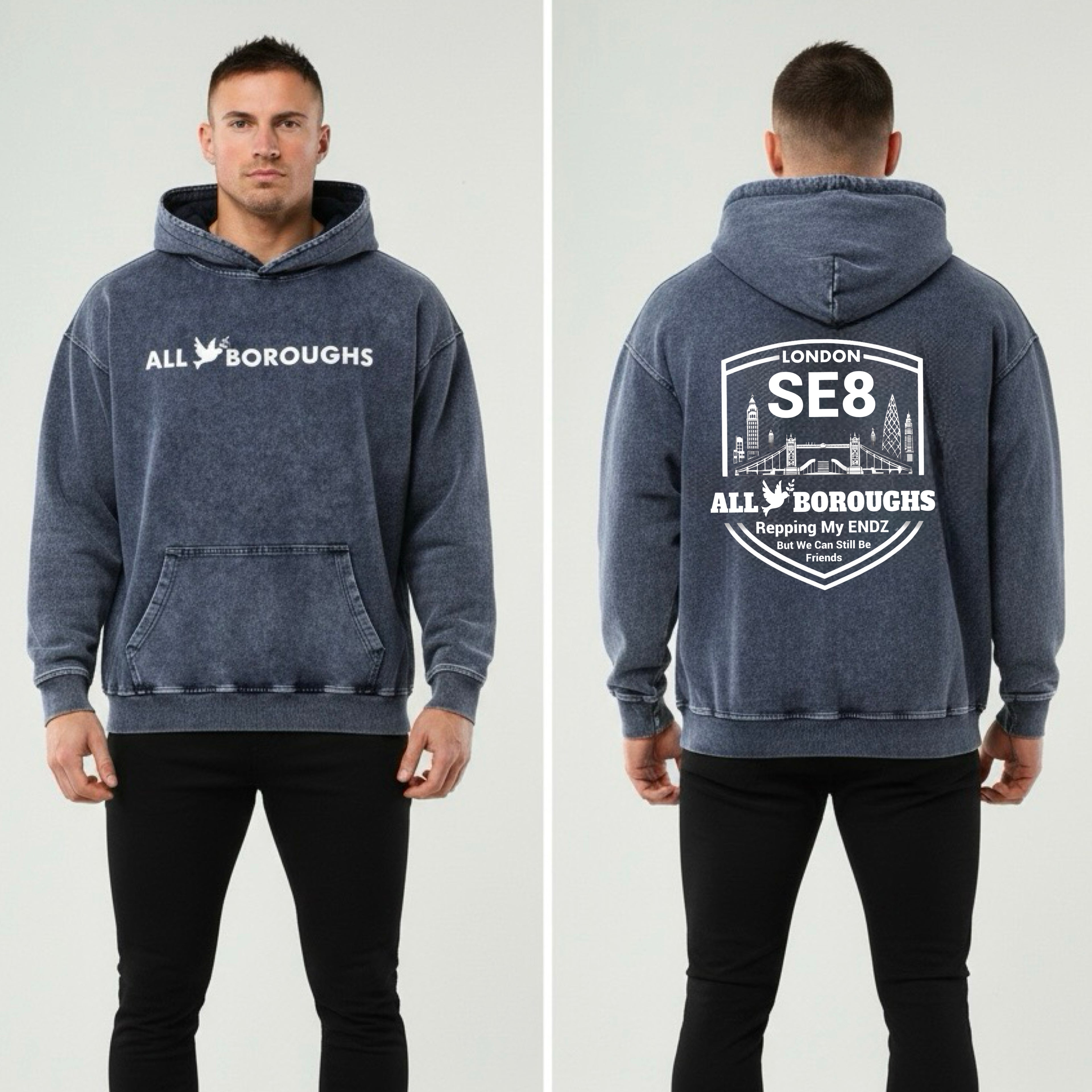 Snow Wash Oversized Hoodie - Premium Heavyweight Fleece | AllBoroughs