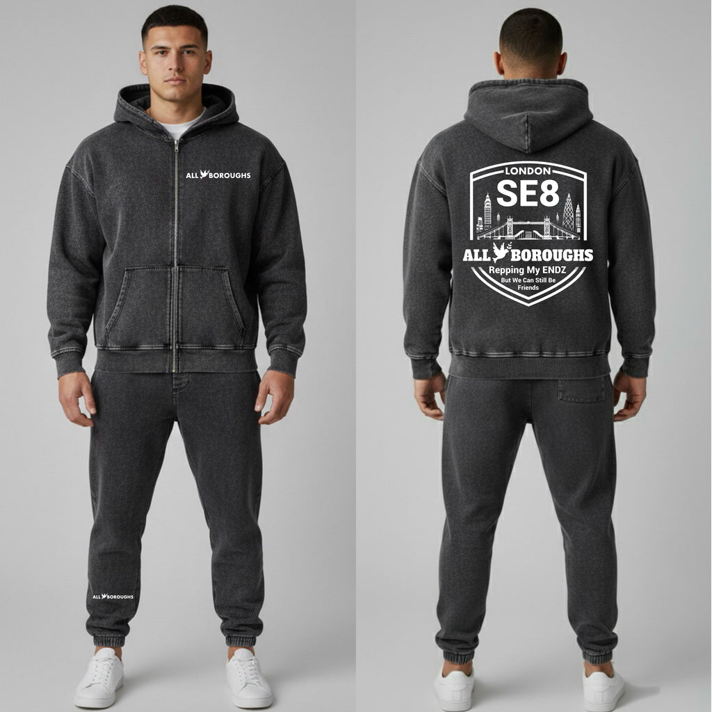 Snow Wash Oversized Zip-Up Hoodie - Premium Streetwear | AllBoroughs