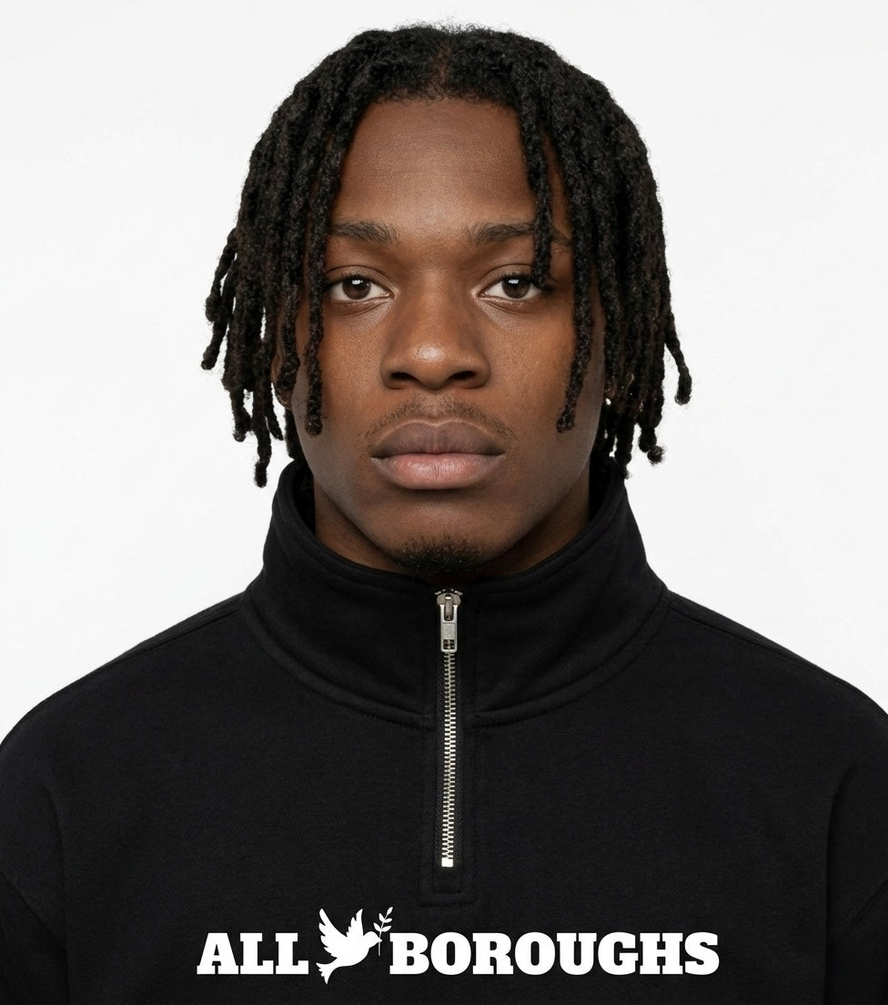 Quarter-Zip Drop Shoulder Sweatshirt - Premium Oversized Pullover | AllBoroughs