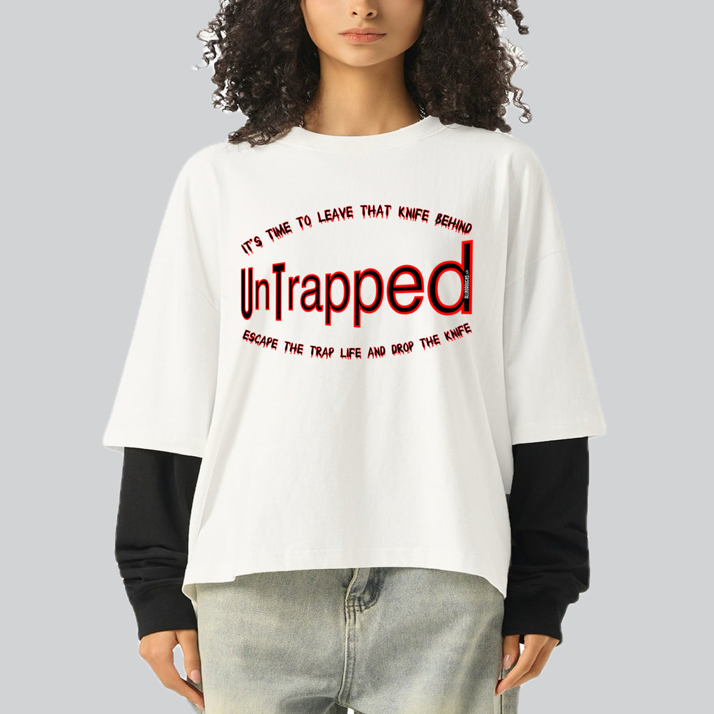 The UnTrapped Unisex Layered Contrast Sleeve Heavyweight Cotton T-Shirt | Streetwear | AllBoroughs