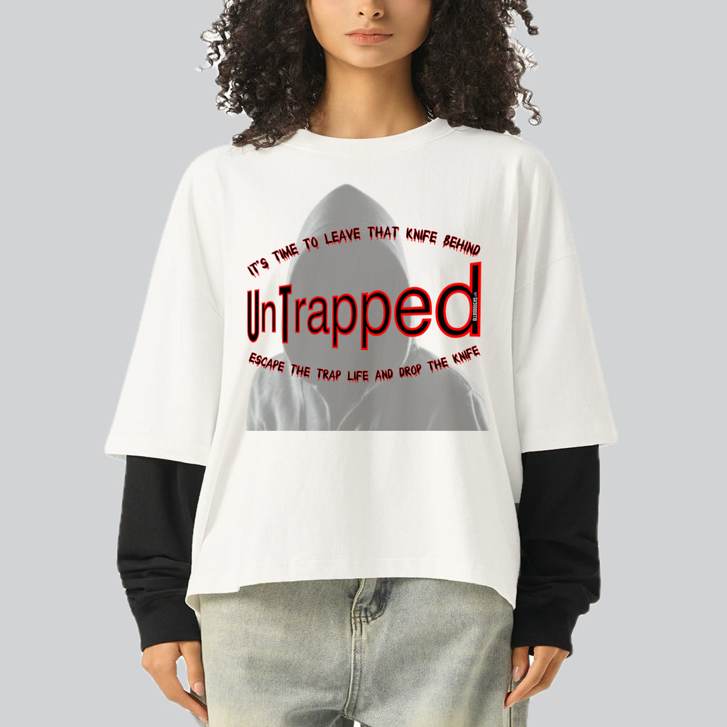 The UnTrapped Unisex Layered Contrast Sleeve Heavyweight Cotton T-Shirt | Streetwear | AllBoroughs