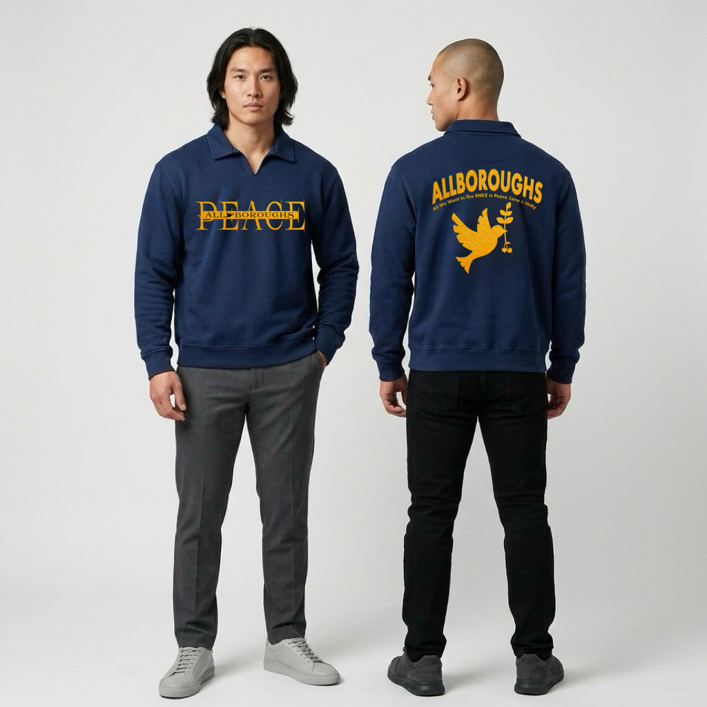 Peace, Love & Unity — AllBoroughs Unisex Vintage Wash Collared Sweatshirt