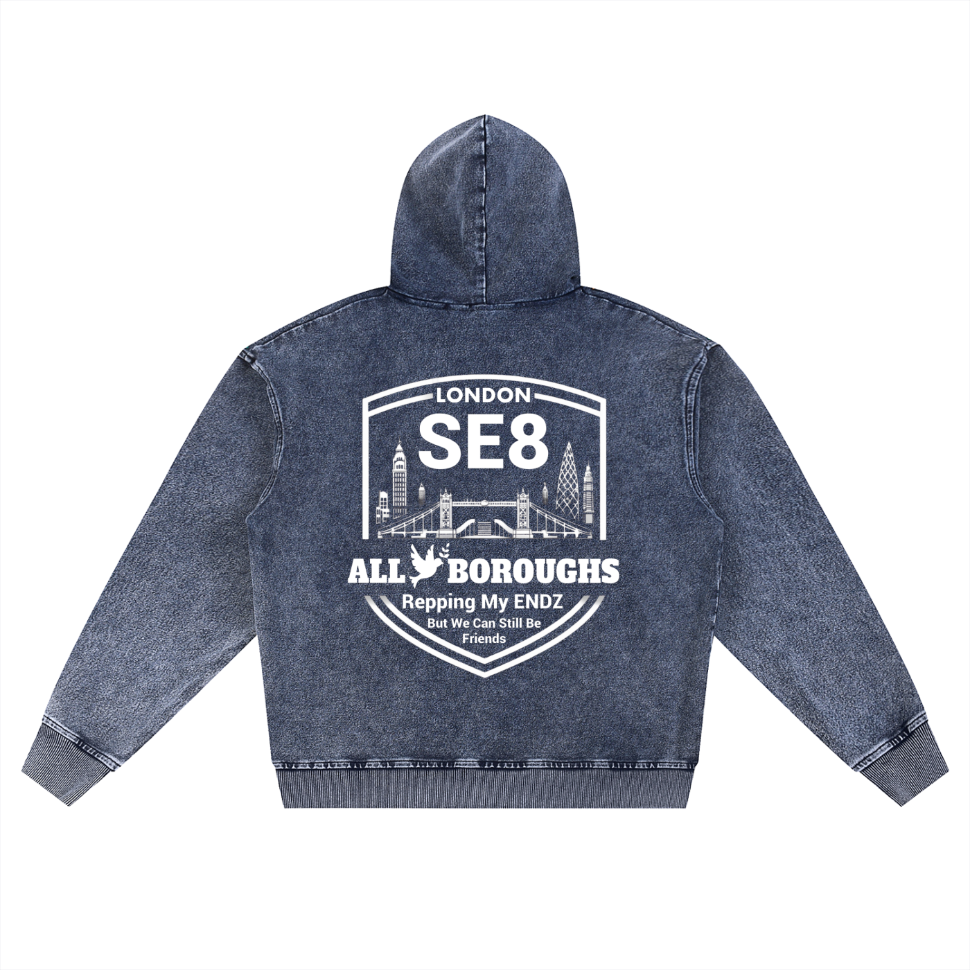 Snow Wash Oversized Zip-Up Hoodie - Premium Streetwear | AllBoroughs