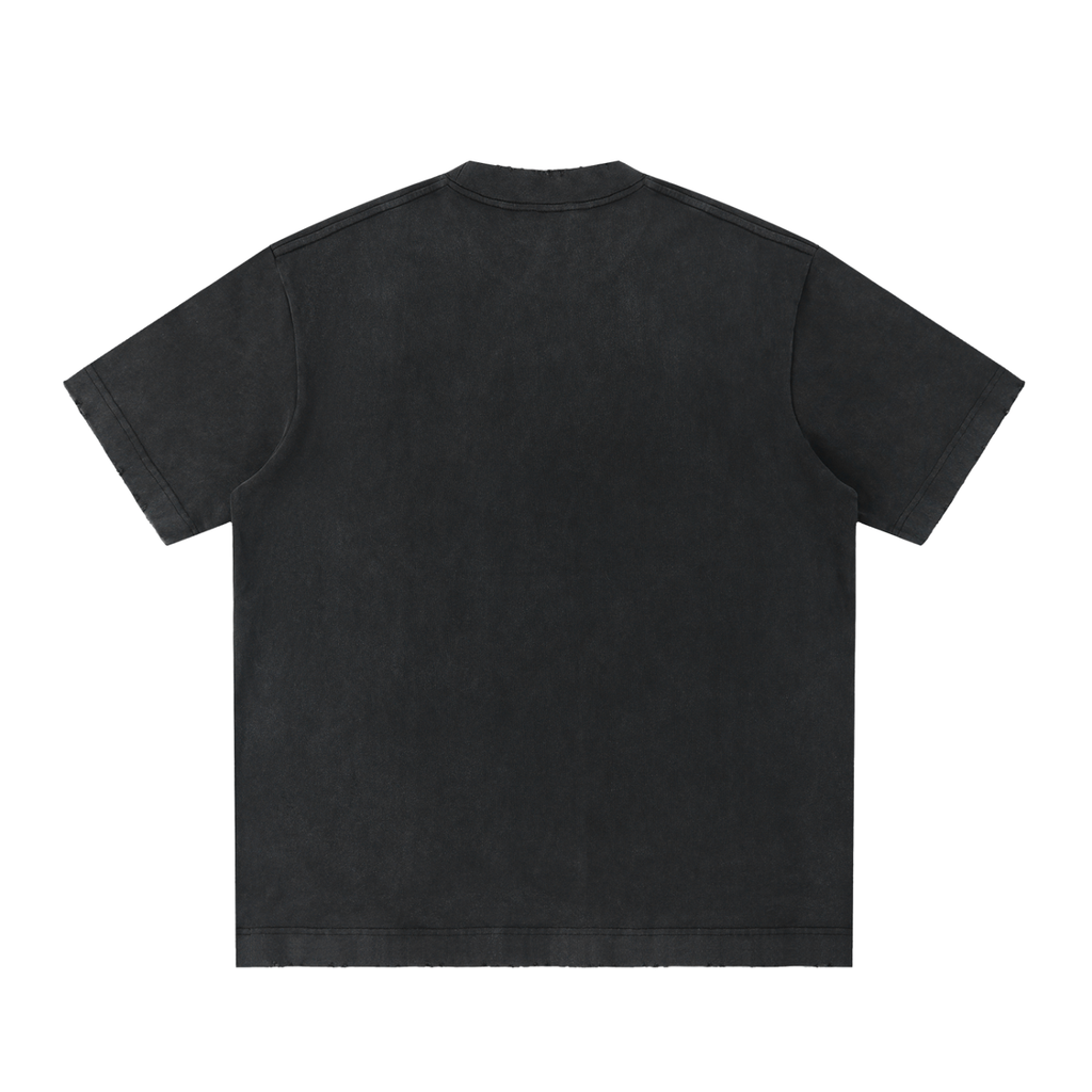 Straight Outta? Heavyweight Vintage Washed Frayed T-Shirt | 430gsm Oversized Fit | All Boroughs