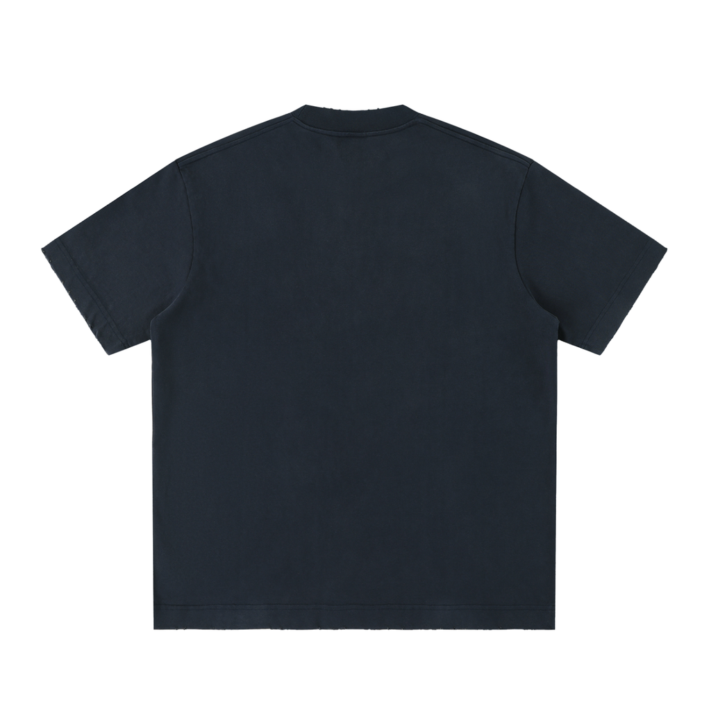 Straight Outta? Heavyweight Vintage Washed Frayed T-Shirt | 430gsm Oversized Fit | All Boroughs