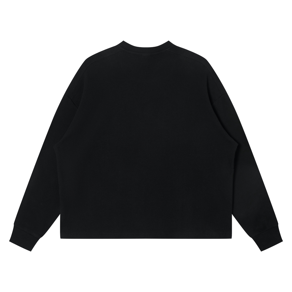 Waffle Boxy Long Sleeve T-Shirt | Unisex Oversized Streetwear – AllBoroughs