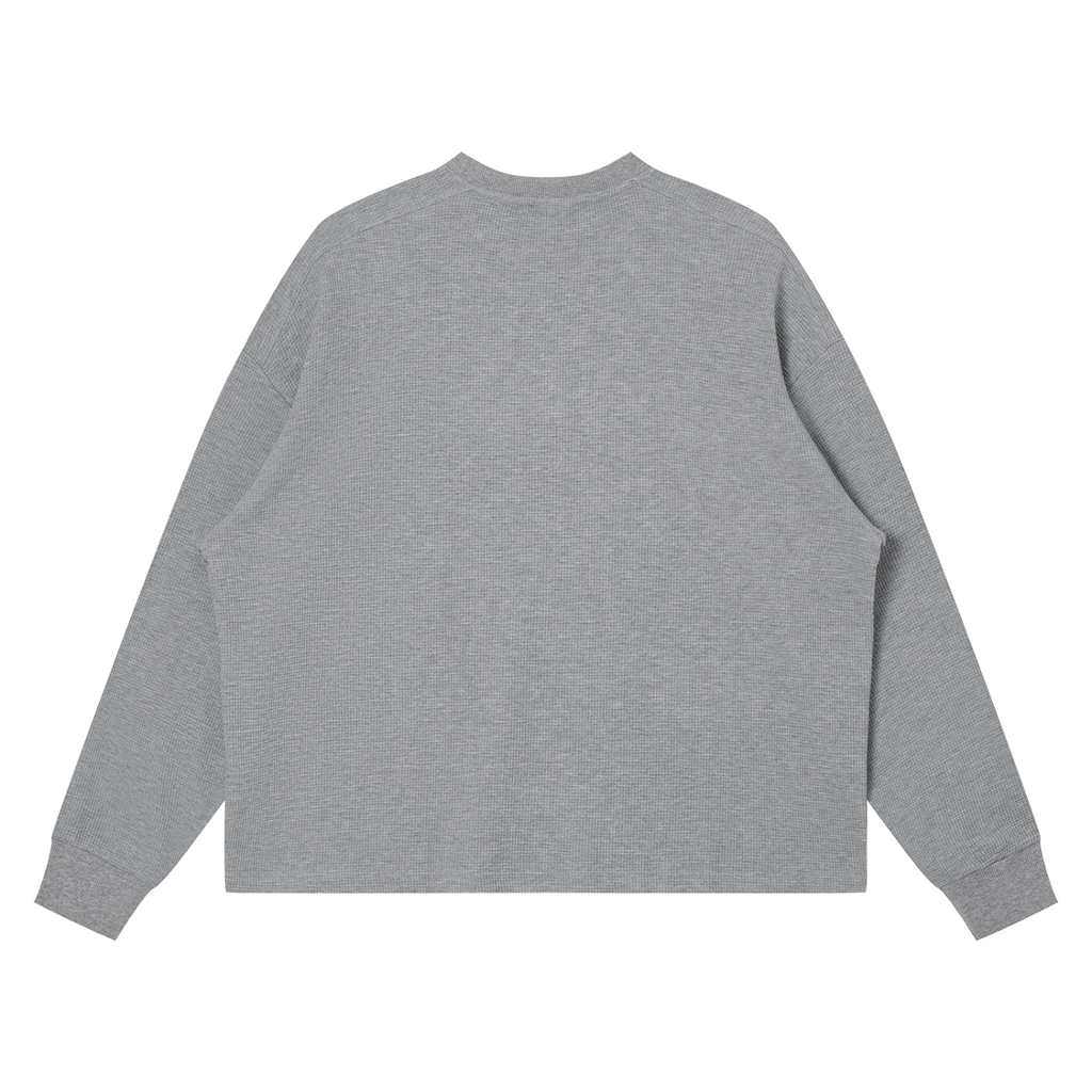 Waffle Boxy Long Sleeve T-Shirt | Unisex Oversized Streetwear – AllBoroughs