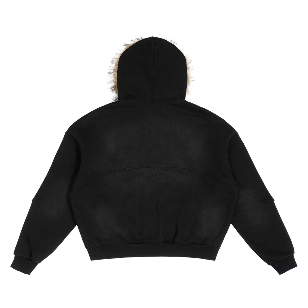 Sun Fade Boxy Detachable Fur Collar Hoodie - Premium Streetwear Jacket | All Boroughs