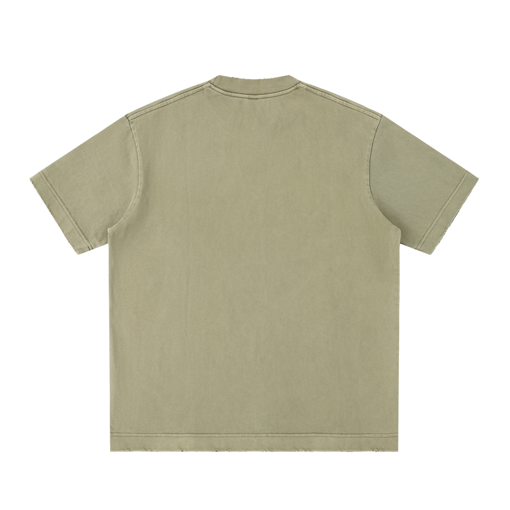 Straight Outta? Heavyweight Vintage Washed Frayed T-Shirt | 430gsm Oversized Fit | All Boroughs