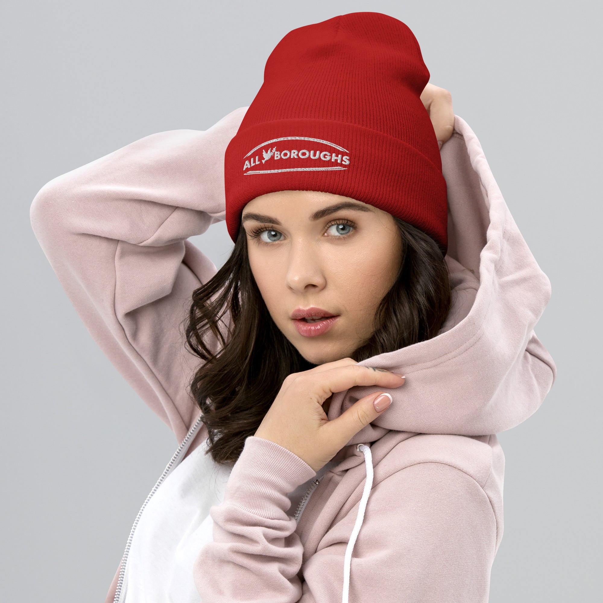 Woman wearing AllBoroughs Beanie Hat 