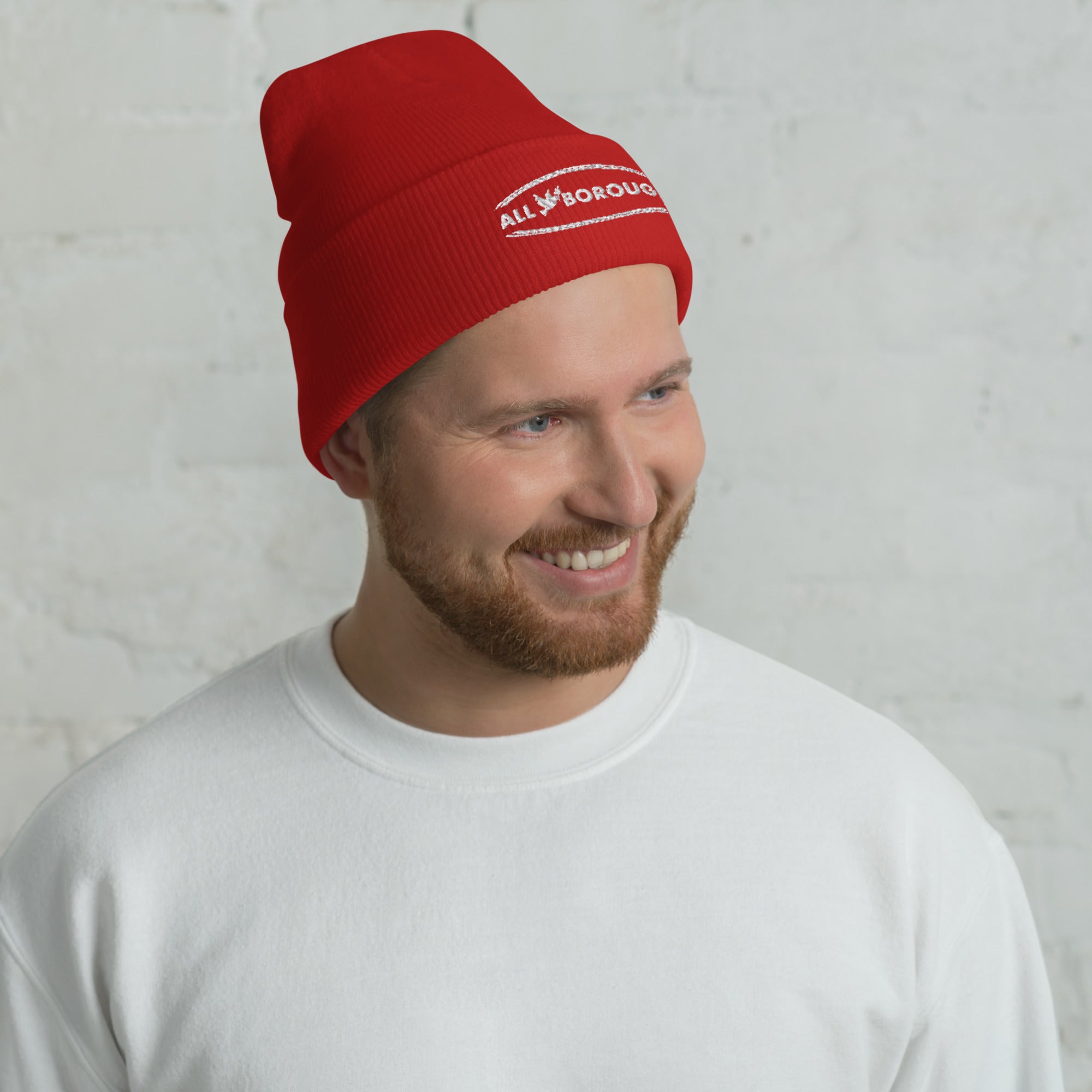 Man wearing AllBoroughs Beanie Hat 