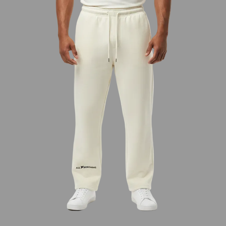 Heavyweight Fleece Straight Leg Pants - Premium White & Bone Sweatpants | AllBoroughs
