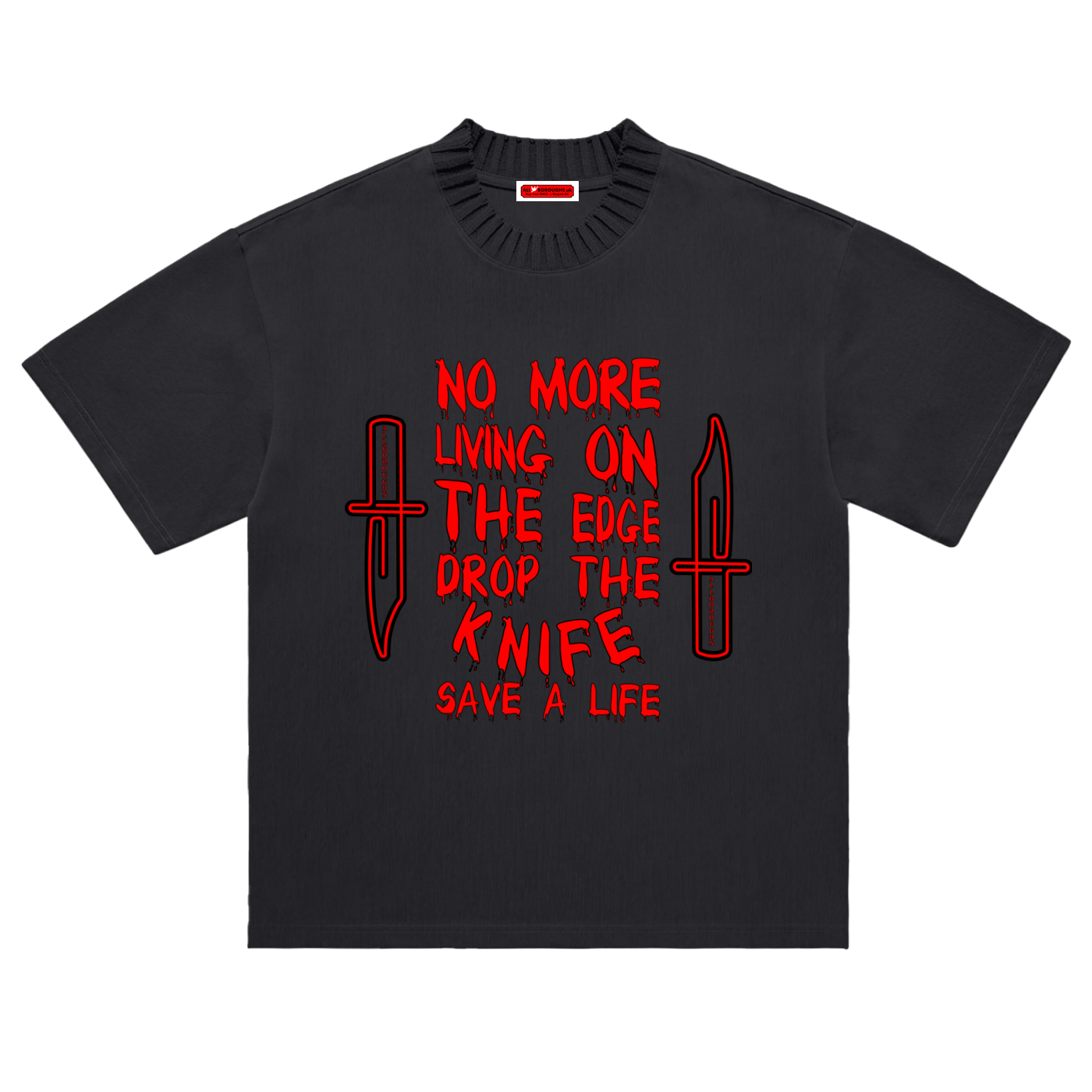Drop The Knife Premium Heavyweight Cotton Round Neck Unisex T-Shirt | AllBoroughs