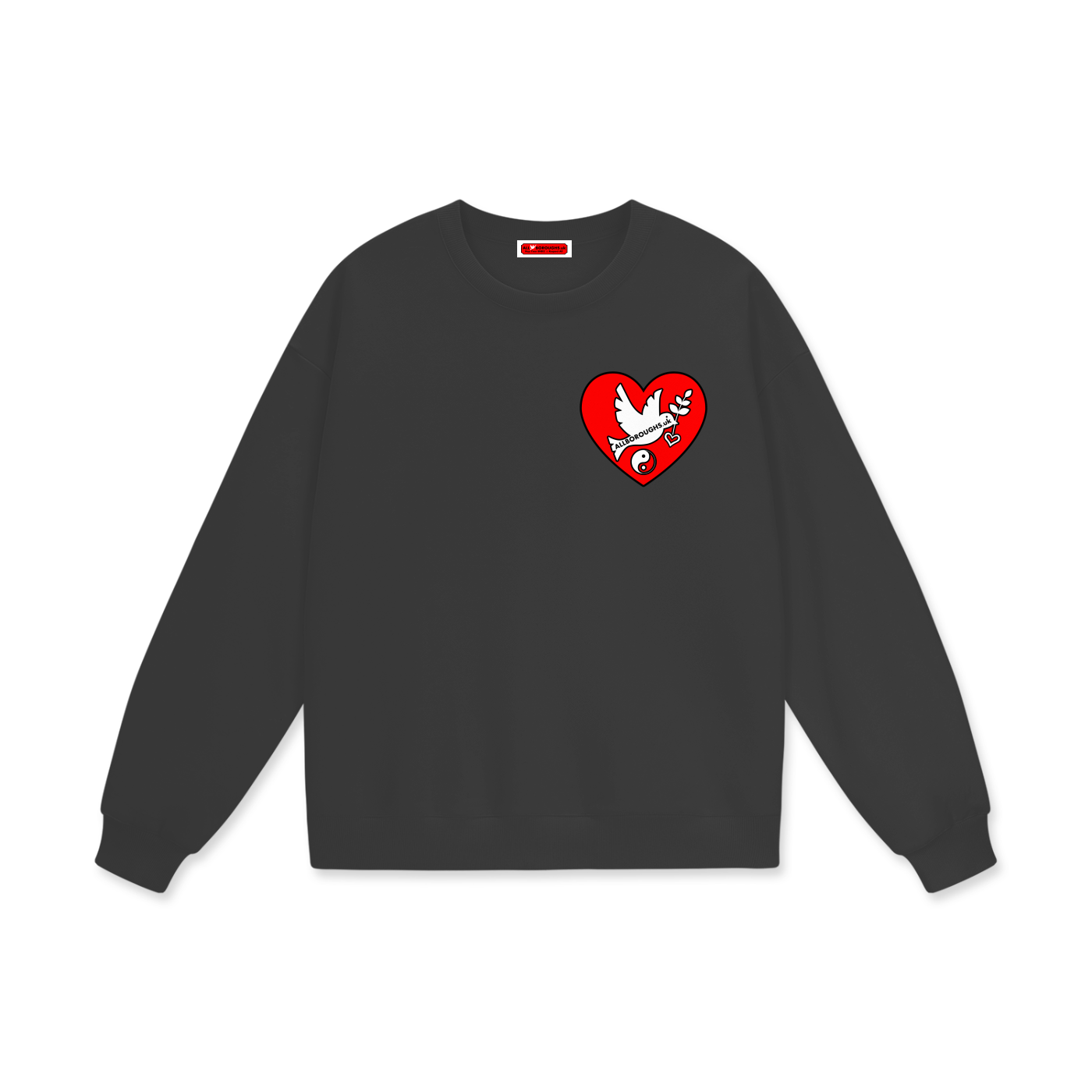 Peaceful Hearts Heavyweight 460 GSM Oversized Drop Shoulder Sweatshirt | AllBoroughs