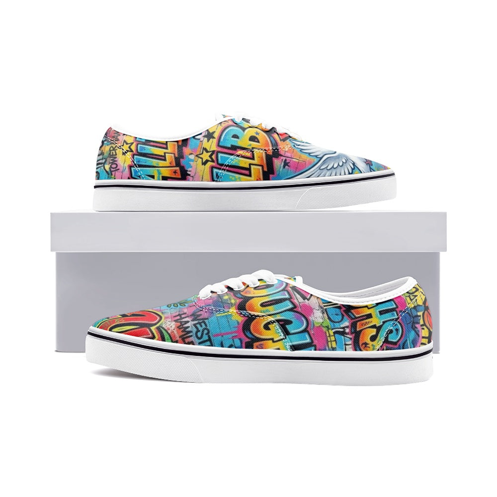 Peace, Love & Unity — AllBoroughs Unisex Canvas Low-Cut Loafer Sneaker