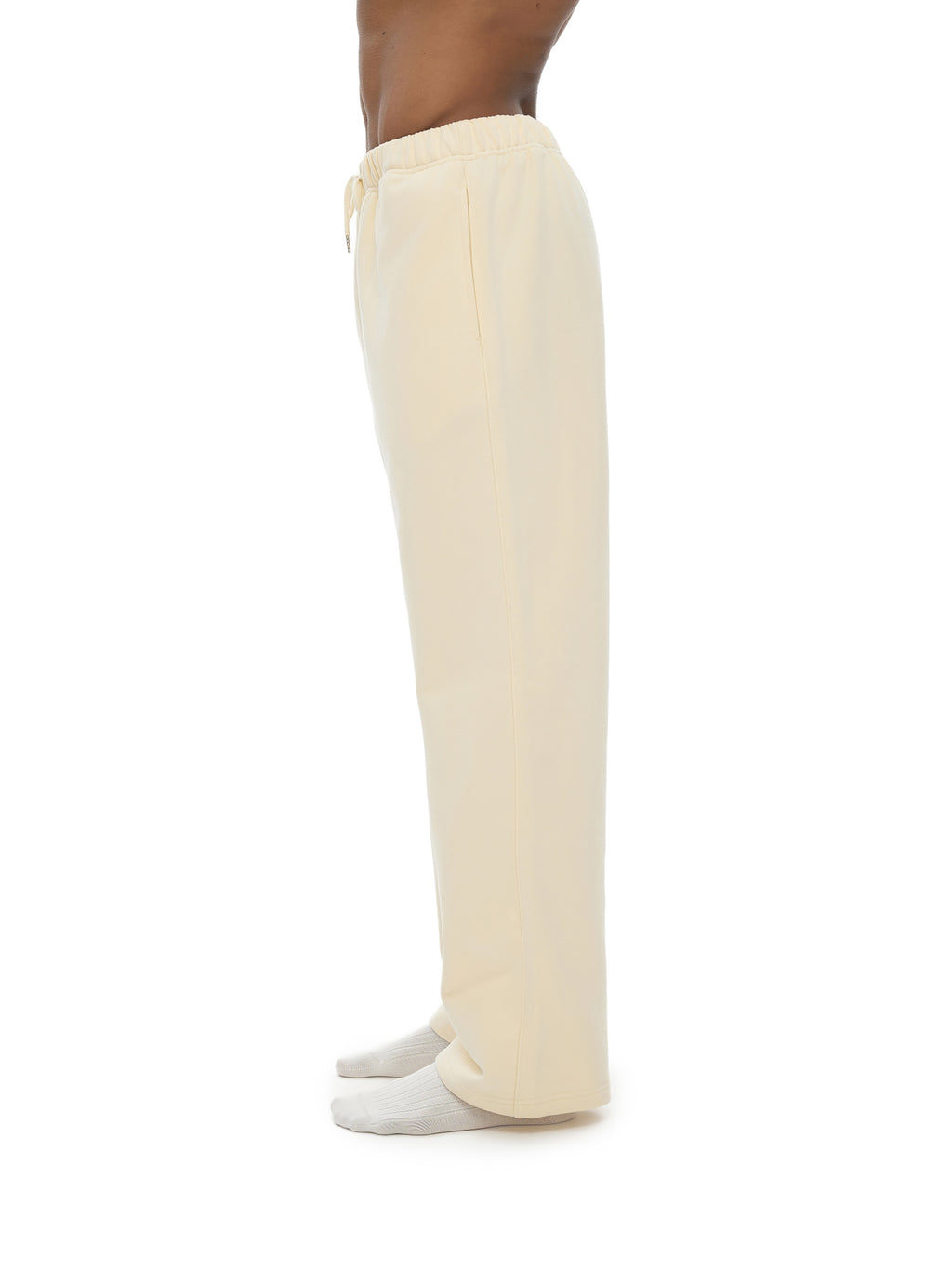 Heavyweight Fleece Straight Leg Pants - Premium White & Bone Sweatpants | AllBoroughs