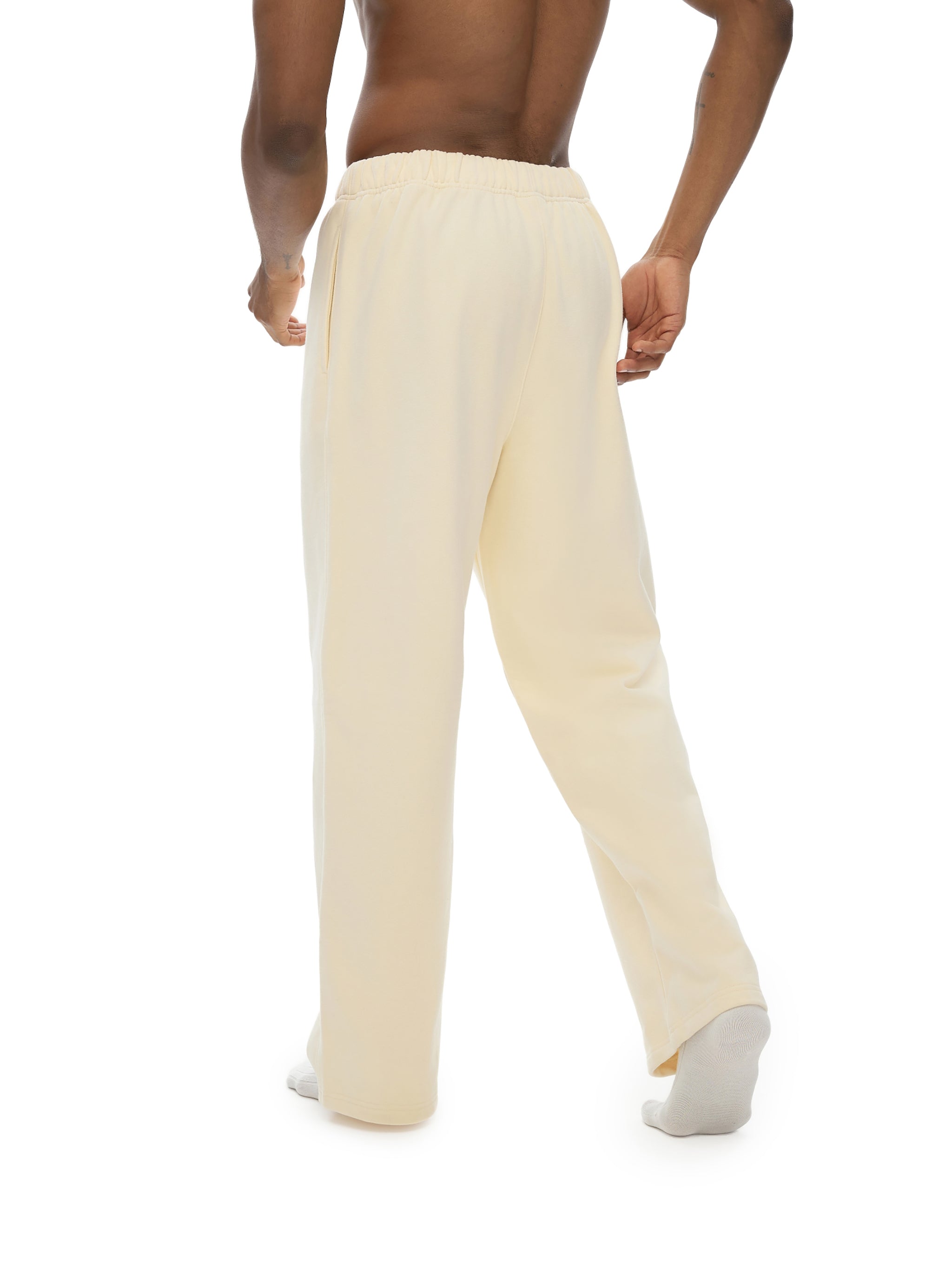 Heavyweight Fleece Straight Leg Pants - Premium White & Bone Sweatpants | AllBoroughs