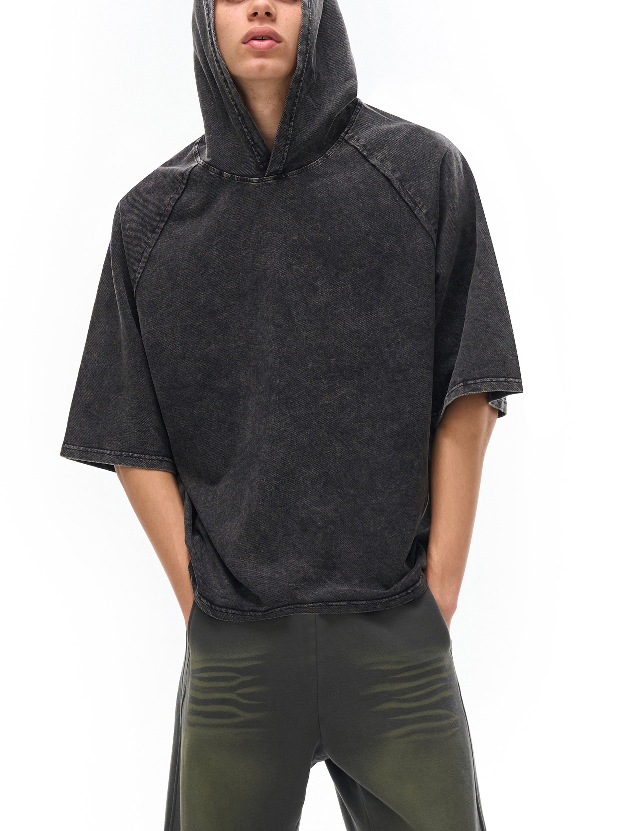 Snow Washed Hooded Boxy T-Shirt - Premium Oversized Tee | AllBoroughs