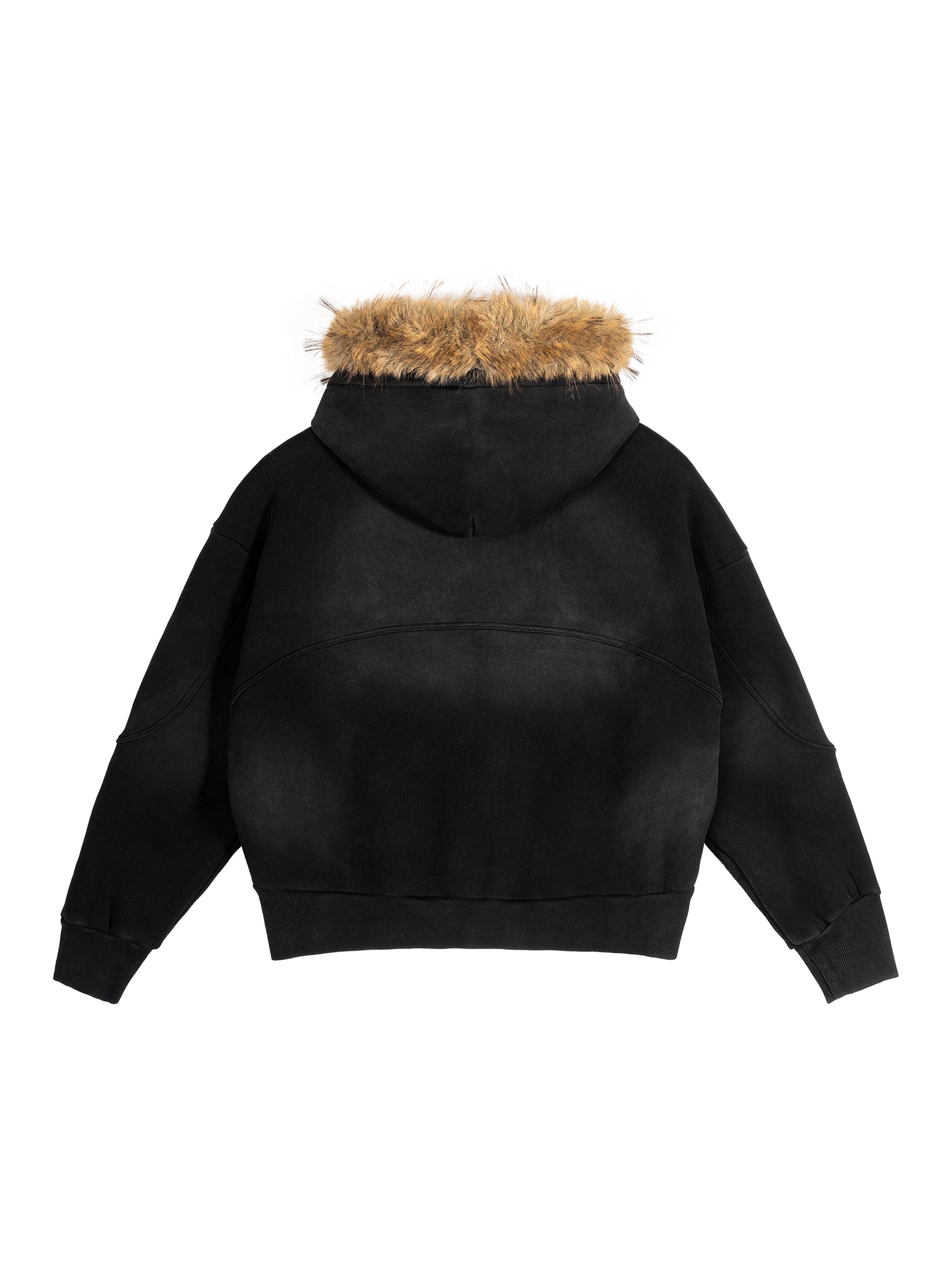 Sun Fade Boxy Detachable Fur Collar Hoodie - Premium Streetwear Jacket | Simply AllBoroughs