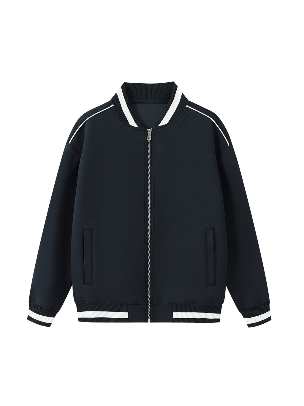 Contrast Piping Zip Bomber Jacket - Premium Streetwear Outerwear | AllBoroughs