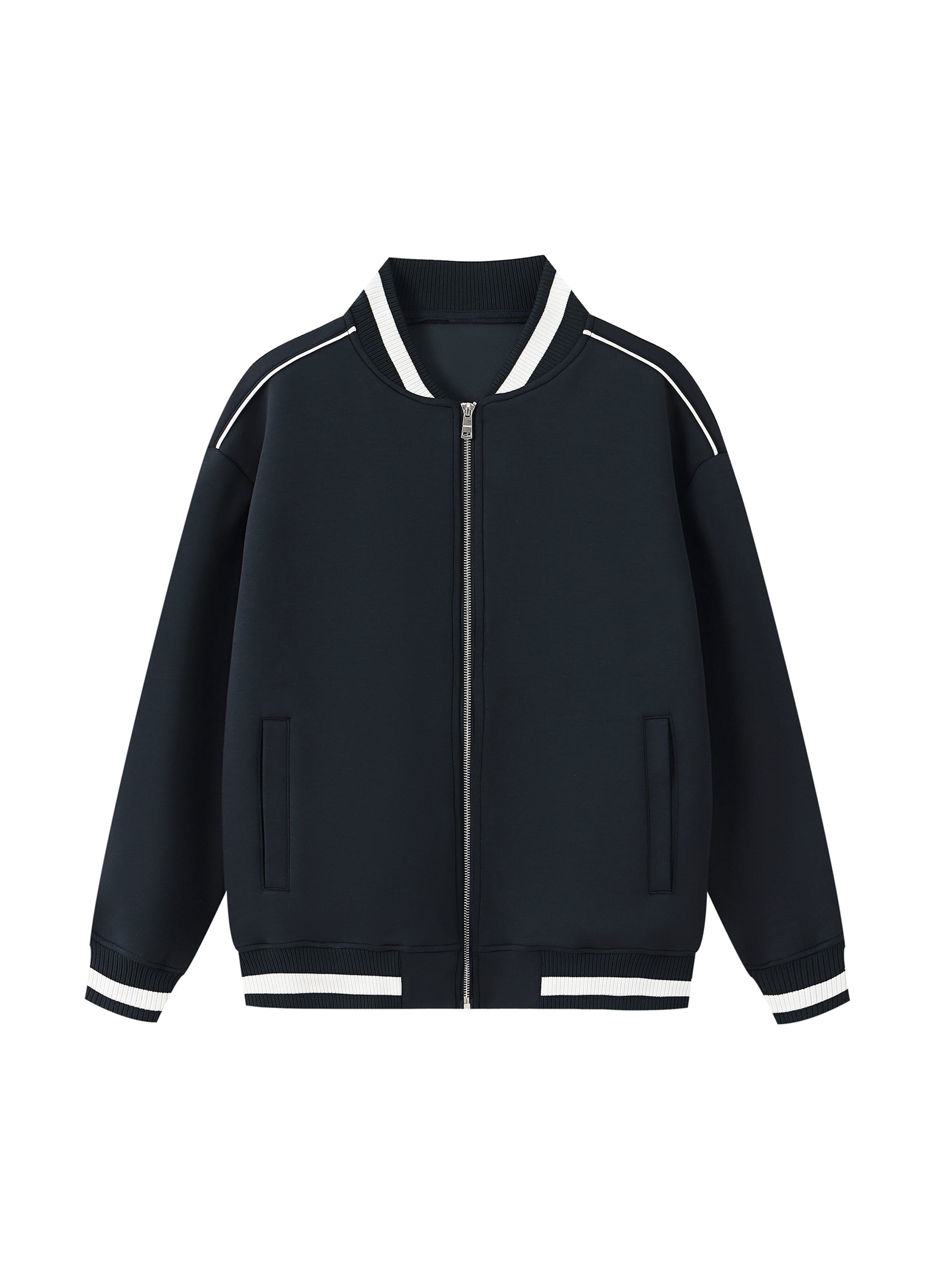 Contrast Piping Zip Bomber Jacket - Premium Streetwear Outerwear | AllBoroughs